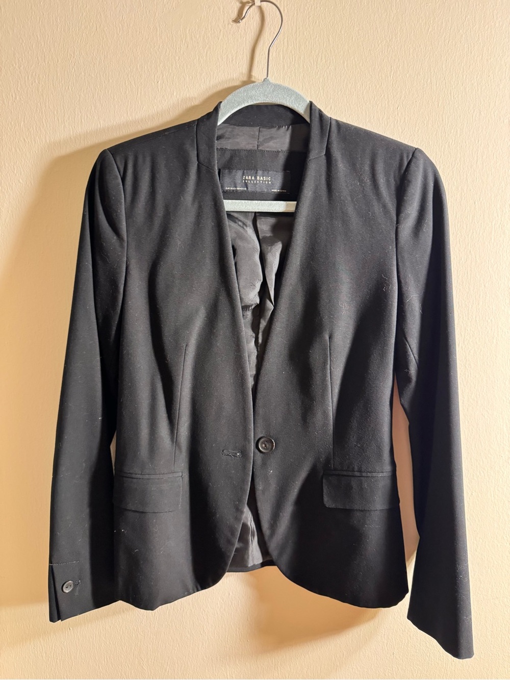Zara Black Single-Button Tailored Blazer
